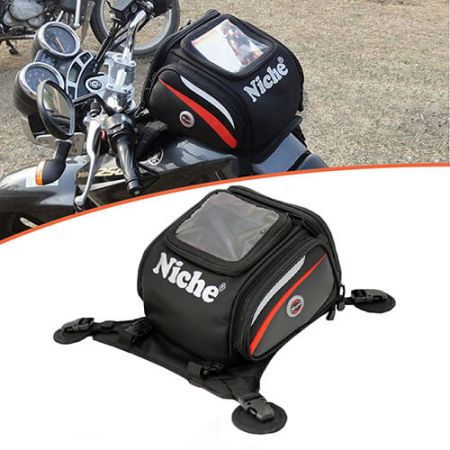Taška na motorku se stojatou kapsou na GPS - Taška na motorku se stojatou kapsou na GPS, odnímatelnou taškou na nádrž a konvertibilní taškou do pasu